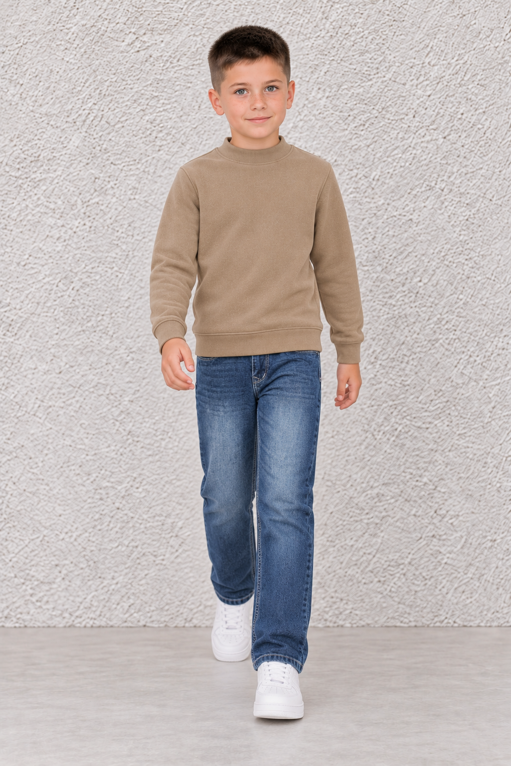 Junior Boys’ Dark Blue Straight Fit Jeans – Mid-Rise Washed Denim
