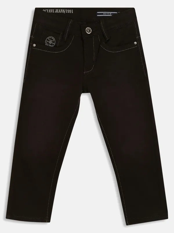 Octave Boys Black Dark Shade Mid-Rise Cotton Jeans