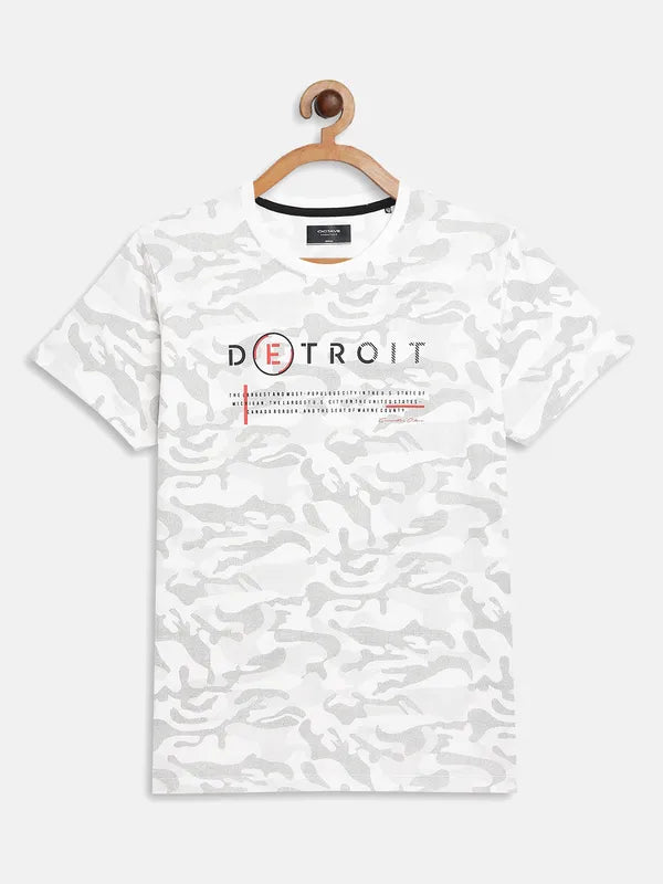 Octave Boys White Printed Applique T-Shirt