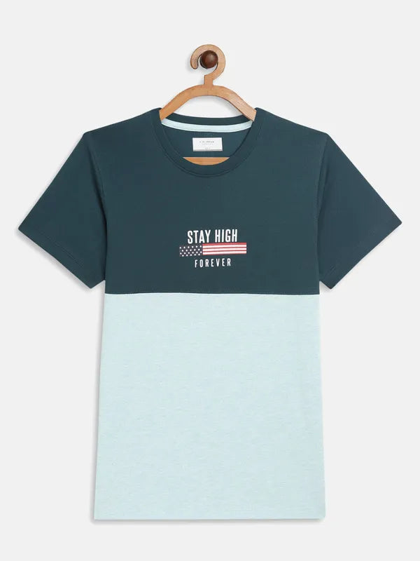 Octave Boys Green Colourblocked Applique T-Shirt