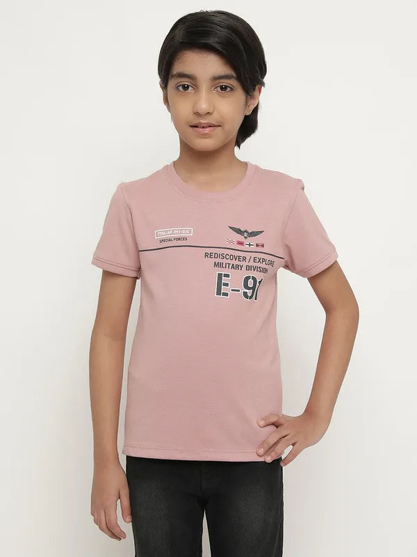 Octave Boys Typography Printed Round Neck Cotton T-Shirt