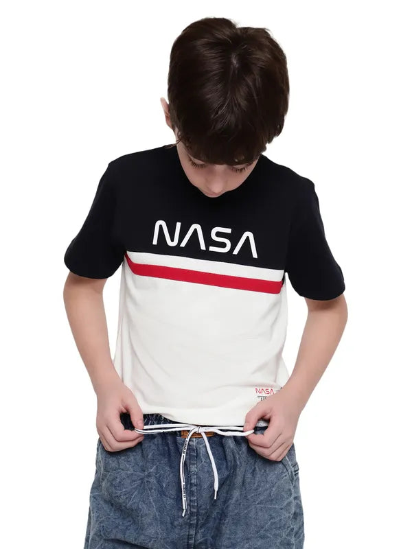 Octave Boys Colourblocked Nautical Round Neck Cotton T-Shirt