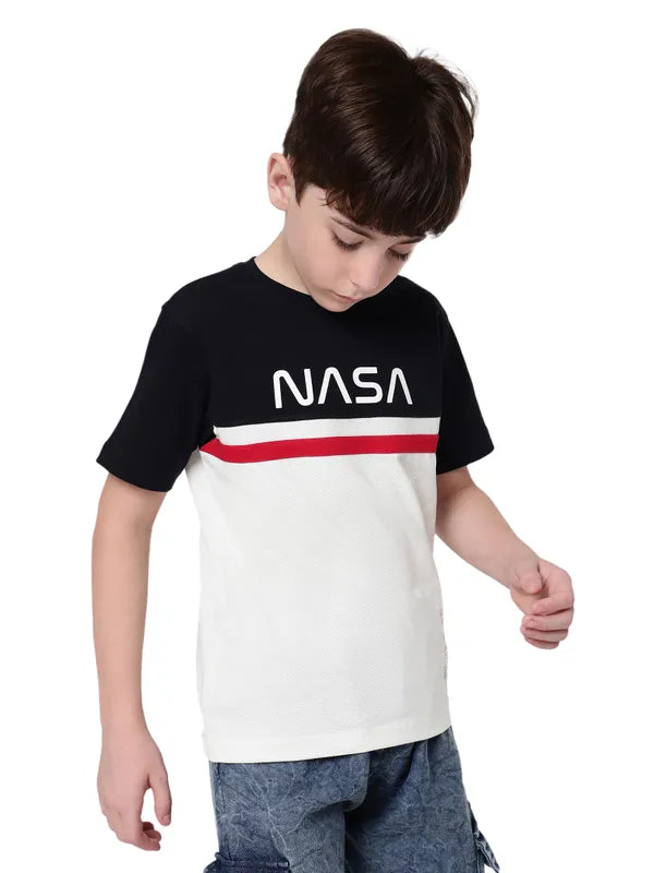 Octave Boys Colourblocked Nautical Round Neck Cotton T-Shirt