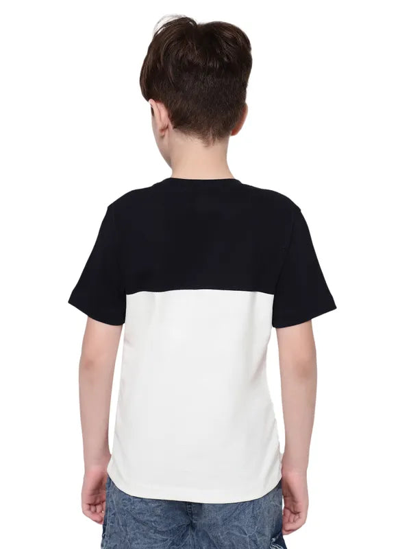Octave Boys Colourblocked Nautical Round Neck Cotton T-Shirt