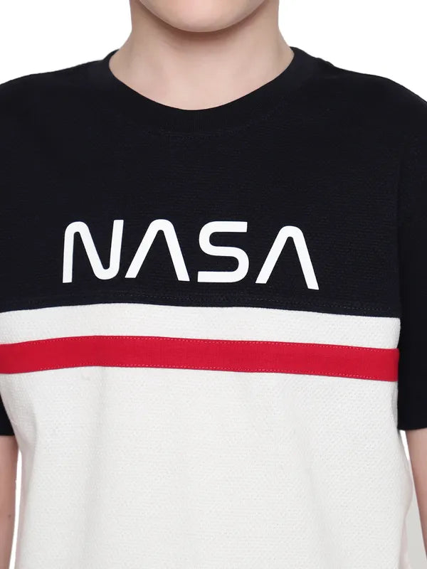 Octave Boys Colourblocked Nautical Round Neck Cotton T-Shirt