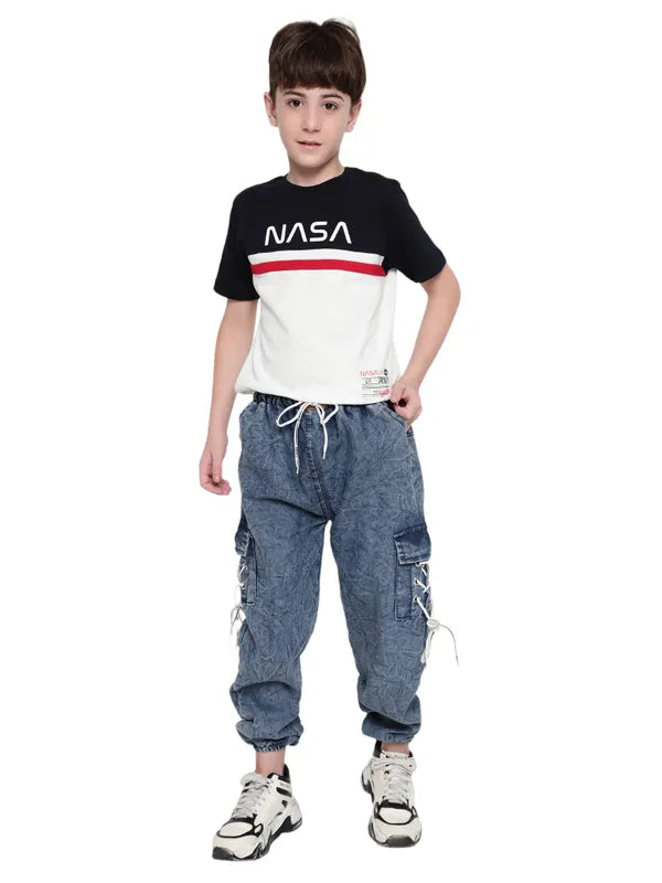 Octave Boys Colourblocked Nautical Round Neck Cotton T-Shirt