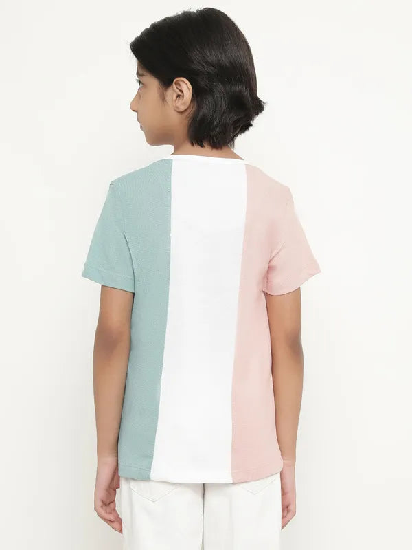 Octave Boys Colourblocked Round Neck Cotton T-Shirt