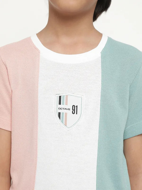 Octave Boys Colourblocked Round Neck Cotton T-Shirt