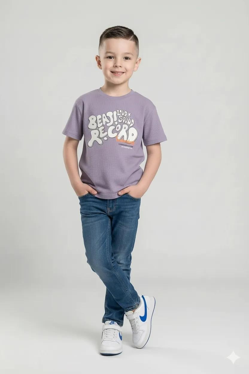 Octave Boys Typography Printed Cotton Tshirt