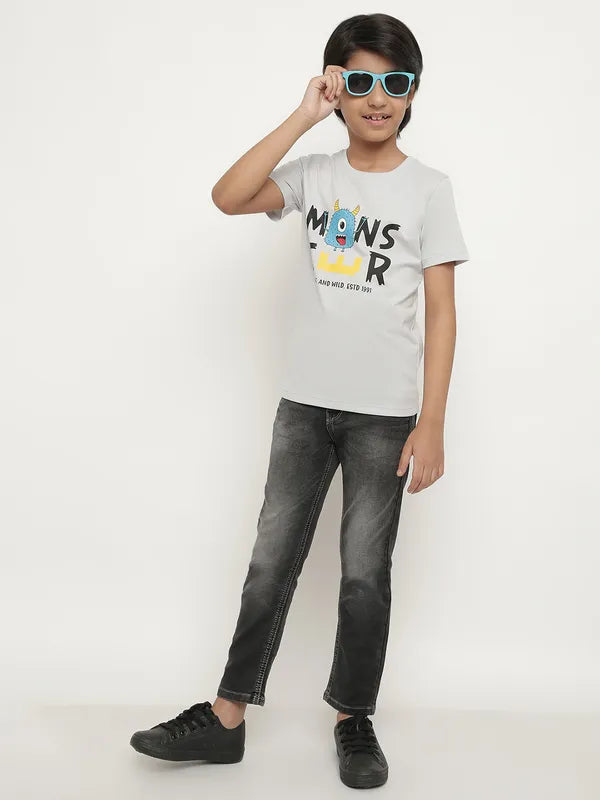 Octave Boys Typography Printed Cotton T-Shirt