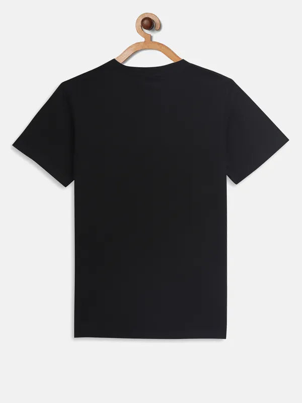 Octave Boys Black Typography Printed T-Shirt