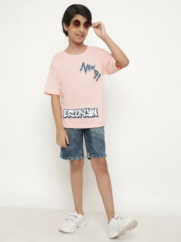 Octave Boys Typography Printed Cotton T-Shirt