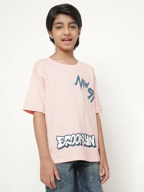Octave Boys Typography Printed Cotton T-Shirt