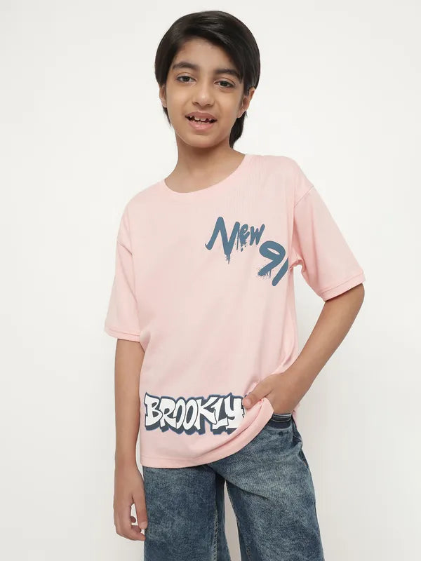 Octave Boys Typography Printed Cotton T-Shirt