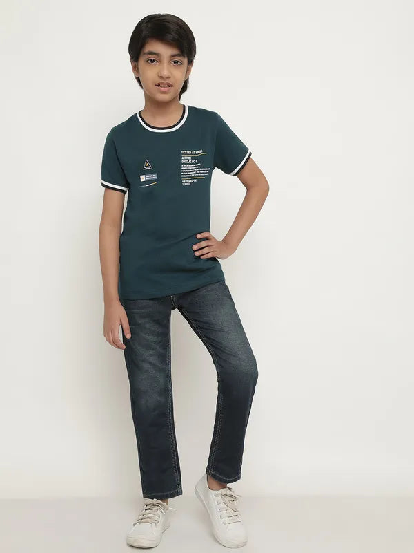 Octave Boys Typography Printed Cotton T-Shirt