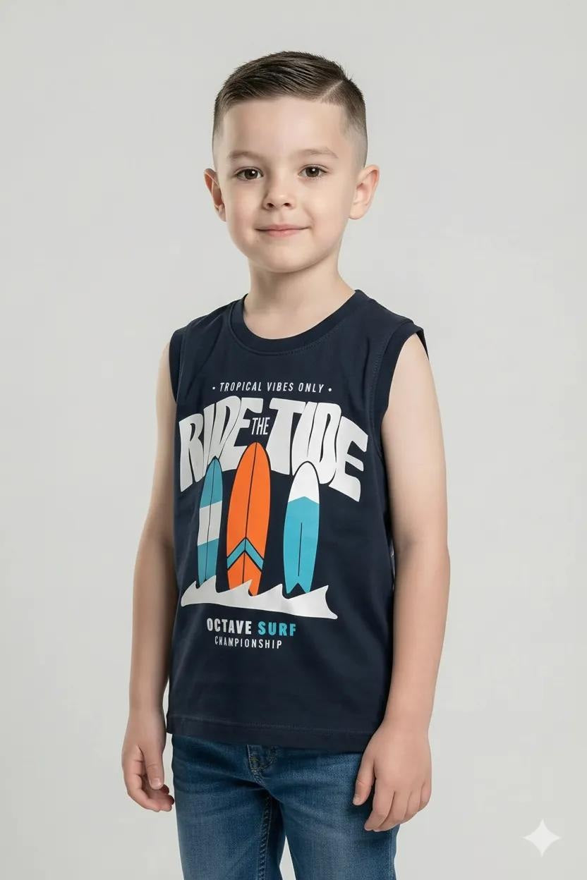 Octave Boys Graphic Printed Cotton Round Neck T-shirt
