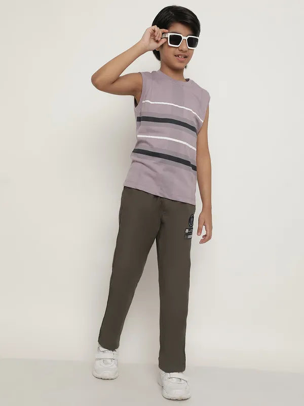Octave Boys Striped Sleeveless Cotton T-Shirt