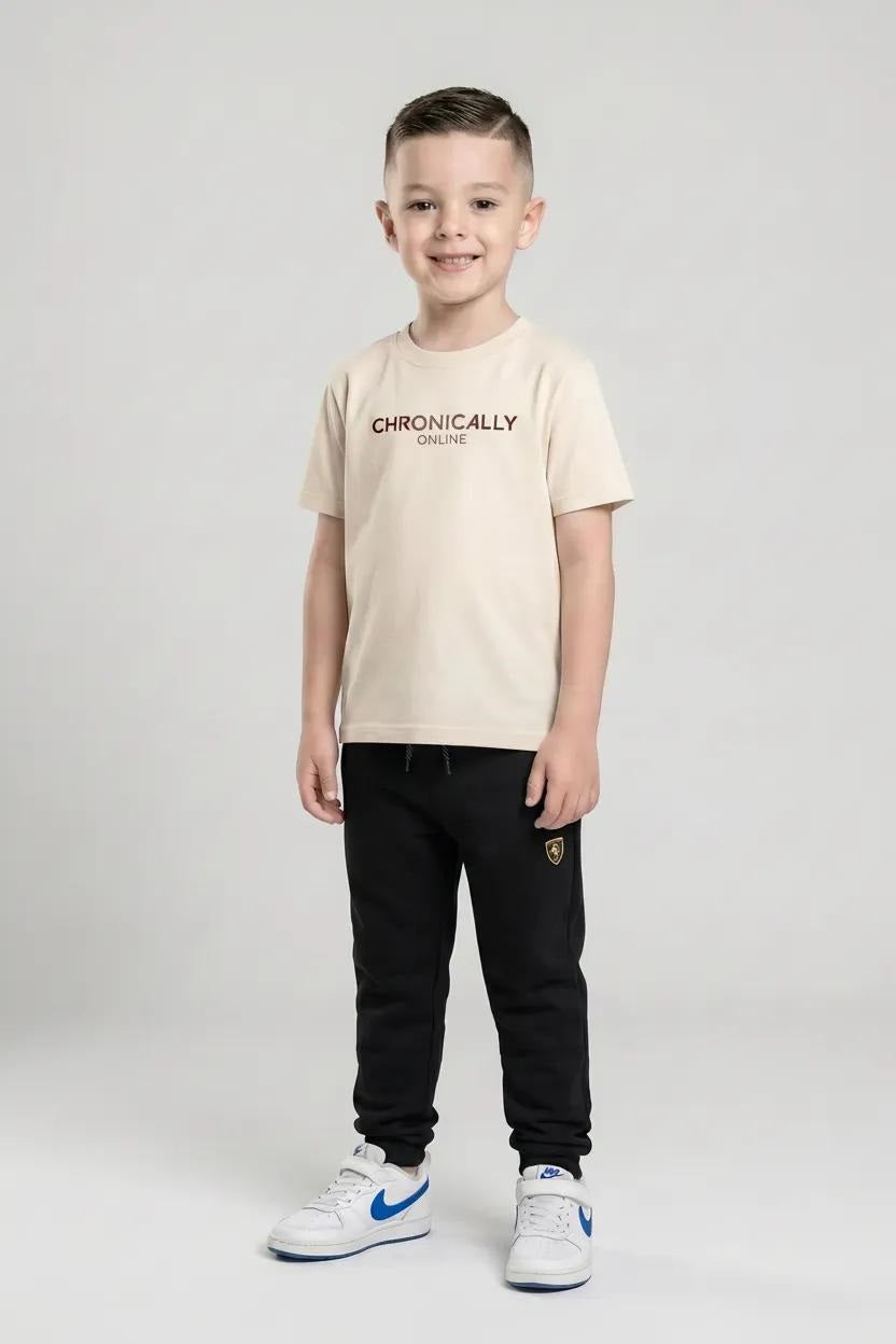 Boys Brand Logo Printed Regular Fit Cotton Joggers