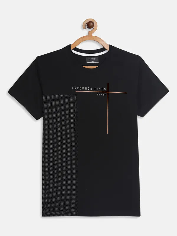 Octave Boys Black Colourblocked T-Shirt