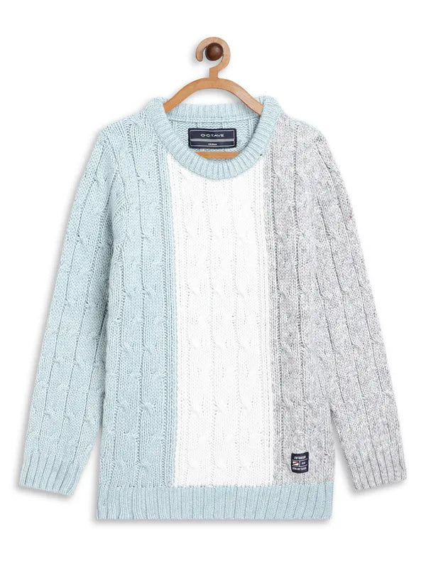 Octave Boys Blue Grey Colourblocked Pullover