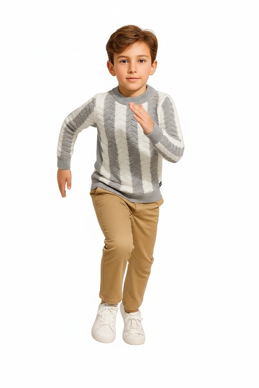 Boys Striped Woollen Pullover