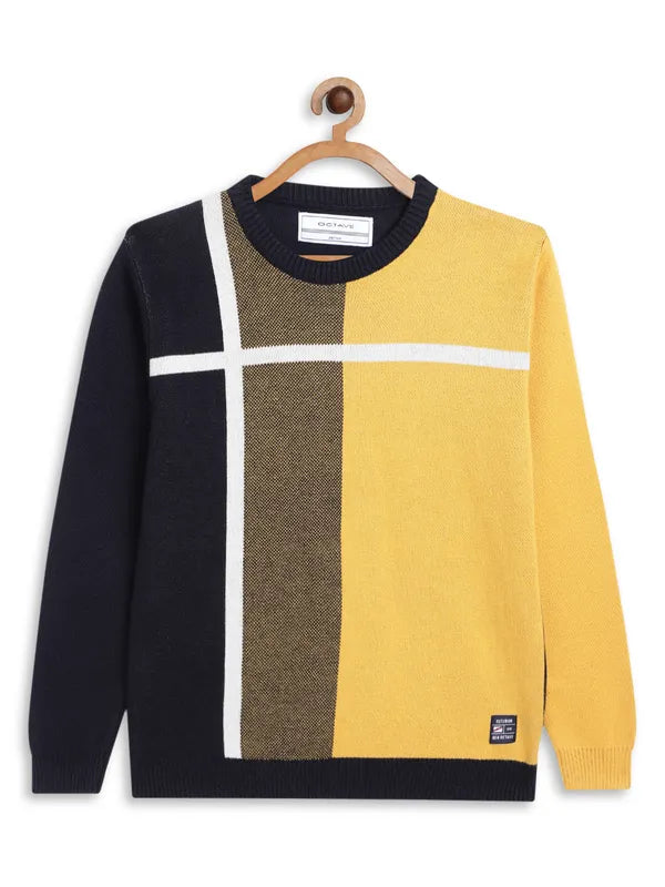 Octave Boys Yellow White Colourblocked Pullover