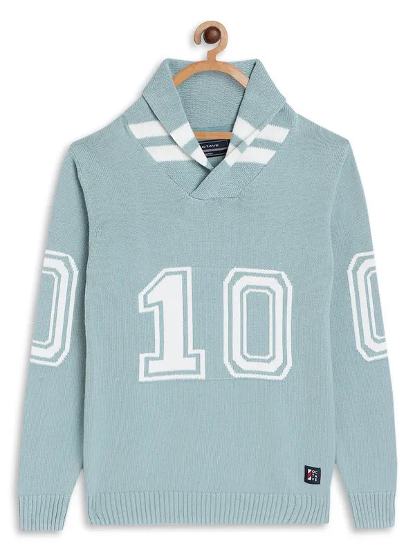 Octave Boys Blue White Printed Pullover