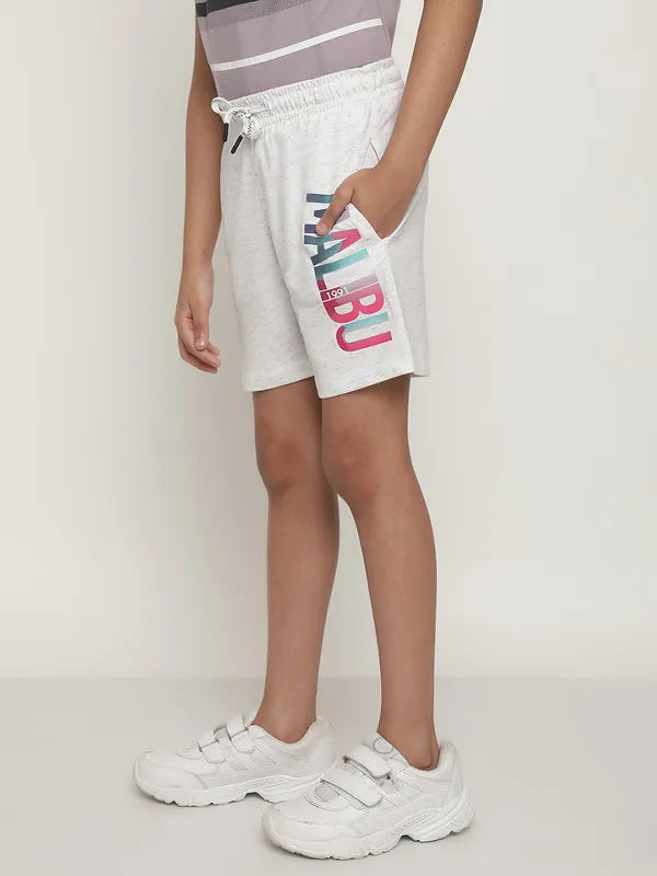 Octave Boys Typography Printed Mid Rise Cotton Sports Shorts
