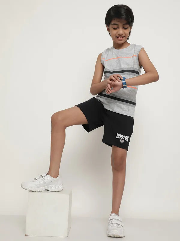 Octave Boys Typography Printed Mid Rise Cotton Shorts