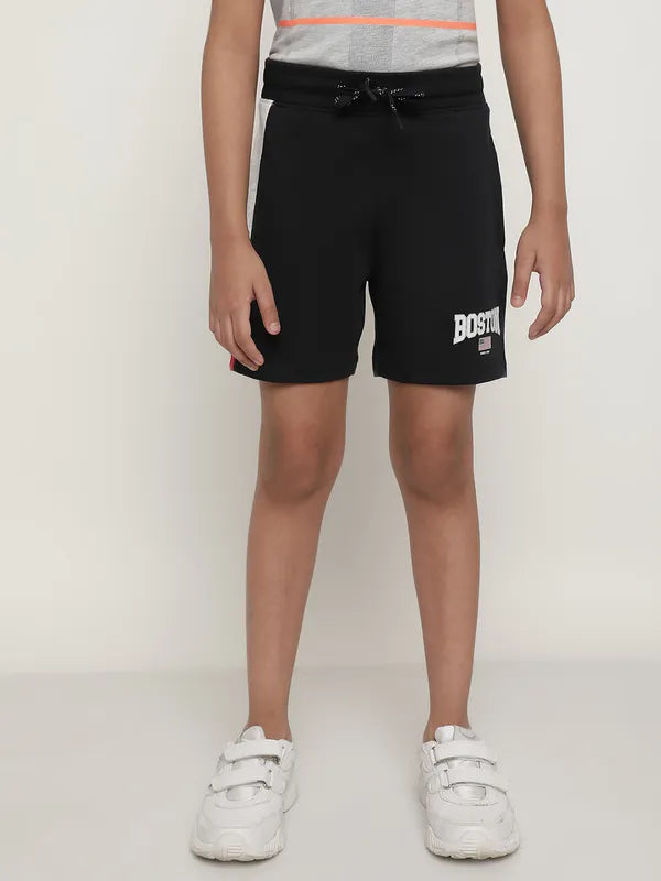 Octave Boys Typography Printed Mid Rise Cotton Shorts