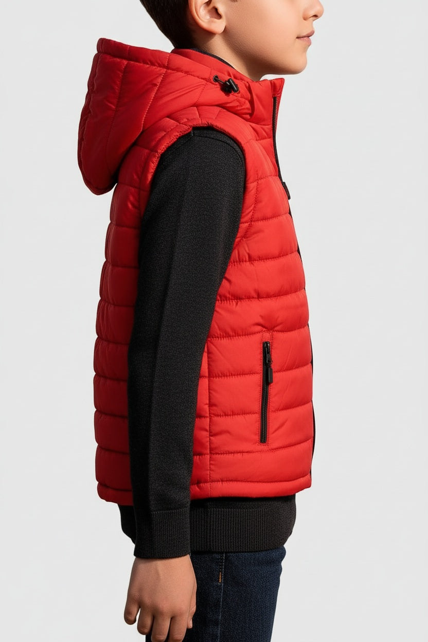 Boys Hooded Solid Puffer Jacket