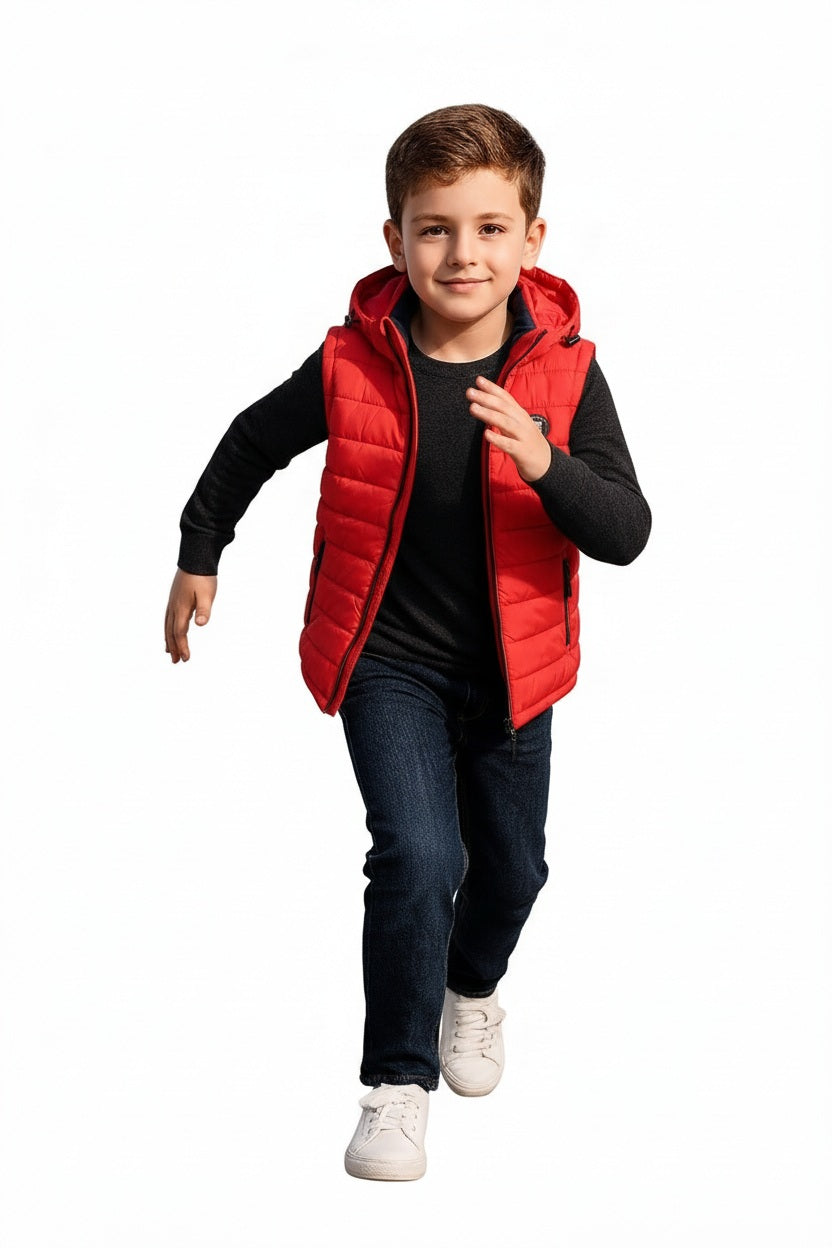 Boys Hooded Solid Puffer Jacket