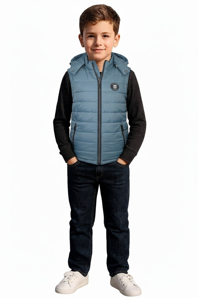 Boys Hooded Solid Puffer Jacket