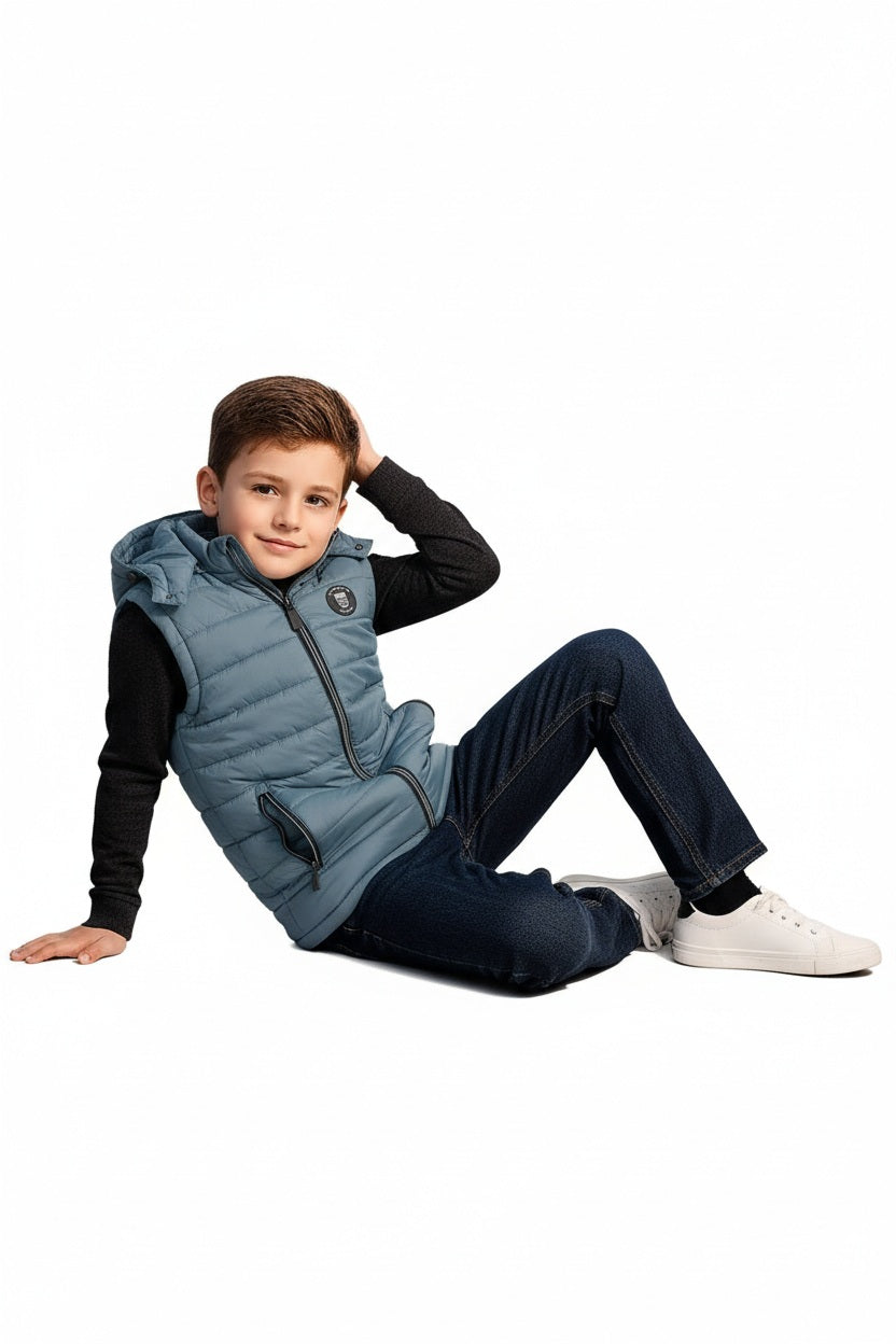 Boys Hooded Solid Puffer Jacket
