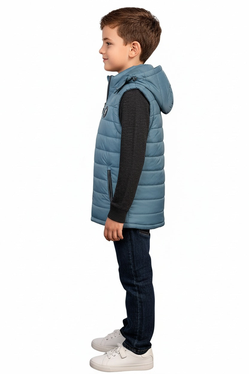 Boys Hooded Solid Puffer Jacket