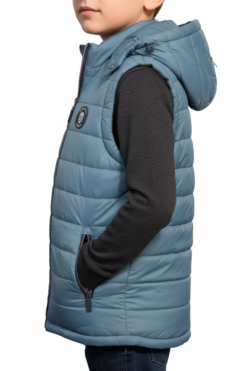 Boys Hooded Solid Puffer Jacket