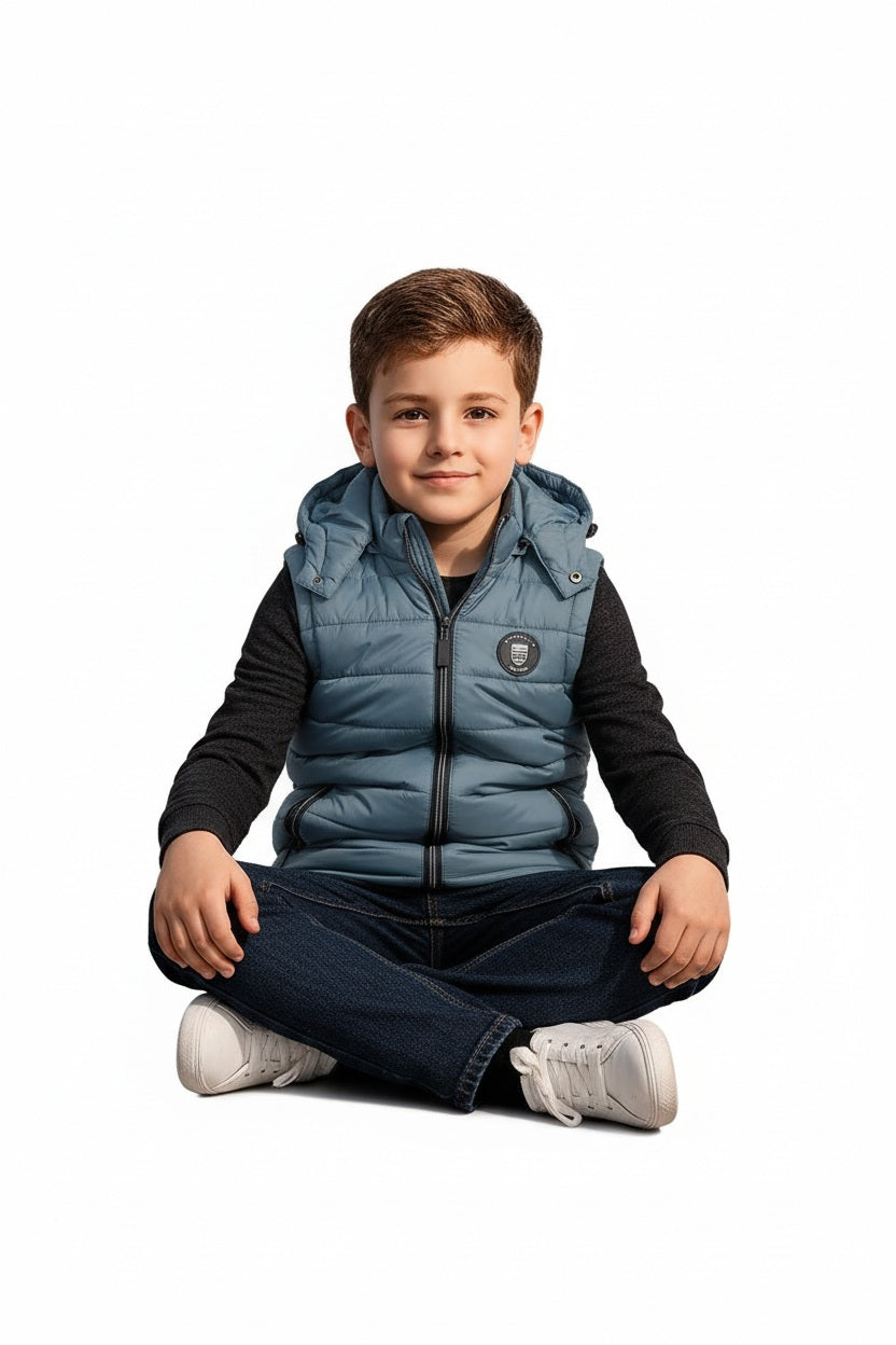 Boys Hooded Solid Puffer Jacket