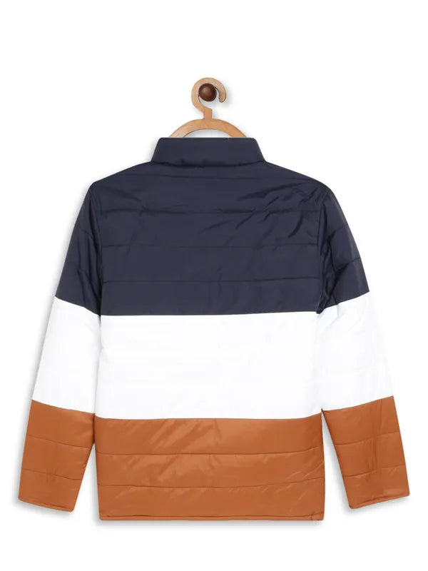 Octave Boys Tan Brown  Blue Colourblocked Puffer Jacket