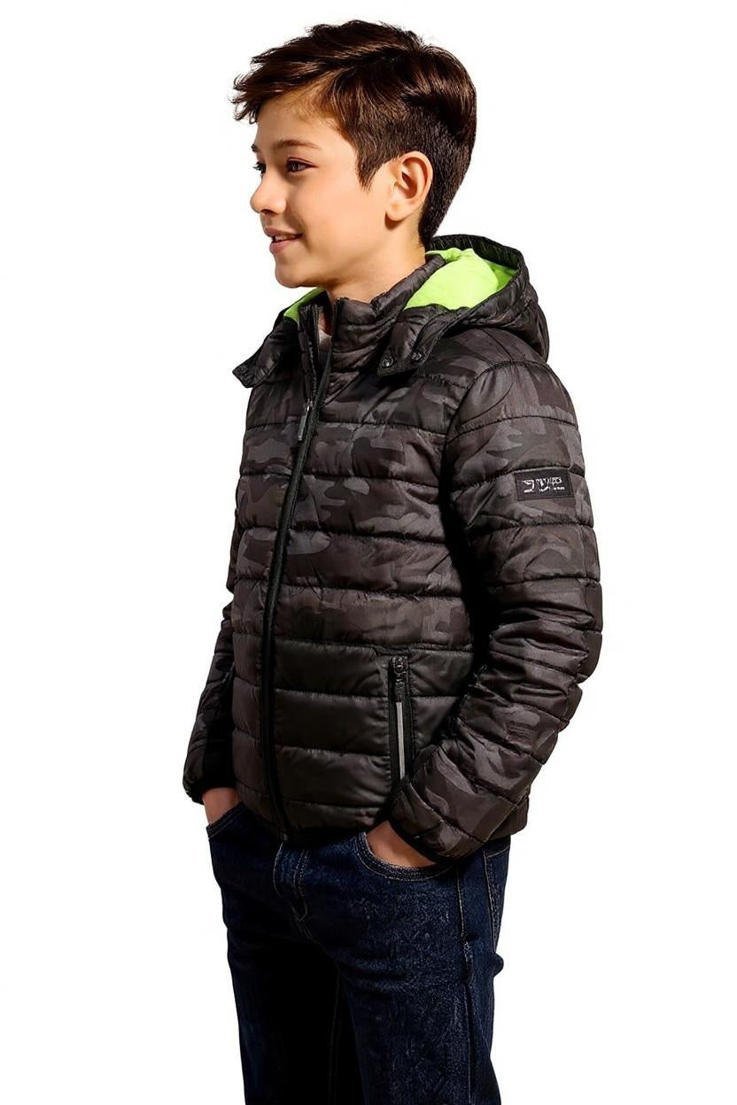 Boys Camouflage Colourblocked Lightweight Puffer Jacket