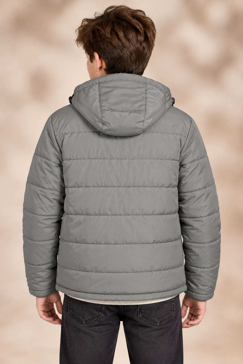 Junior Boys Woven Puffer Jacket – Regular Fit Hooded Full-Zip Quilted Winter Jacket