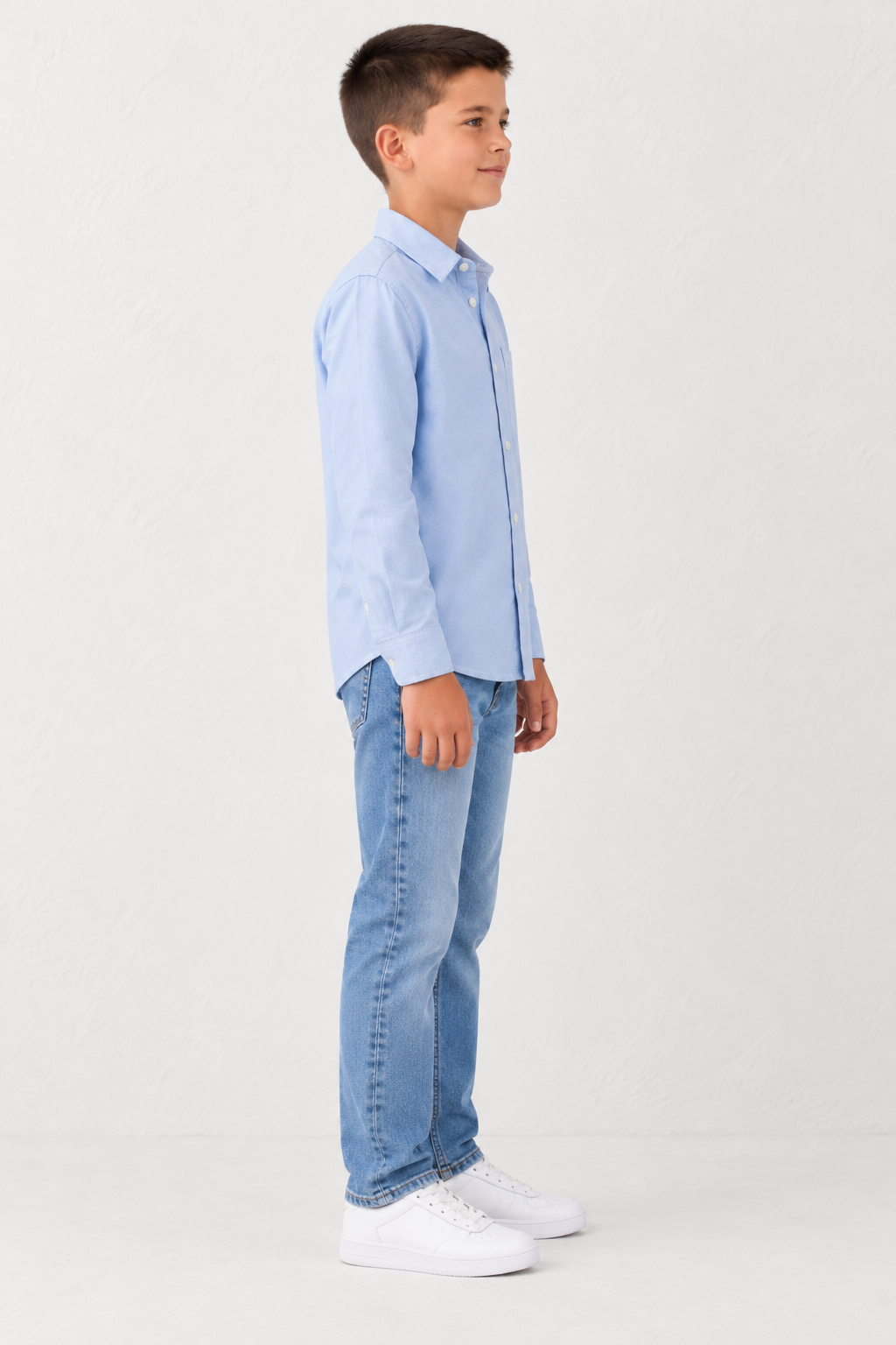 Junior Boy Oxford Full Sleeve Shirt | Premium Cotton Oxford Sky Casual Shirt for Boys