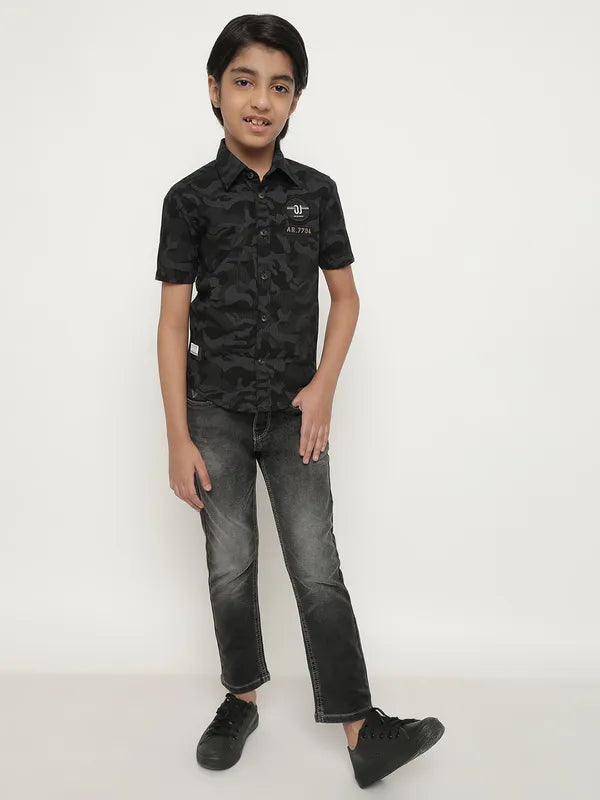 Octave Boys Camouflage Printed Cotton Casual Shirt