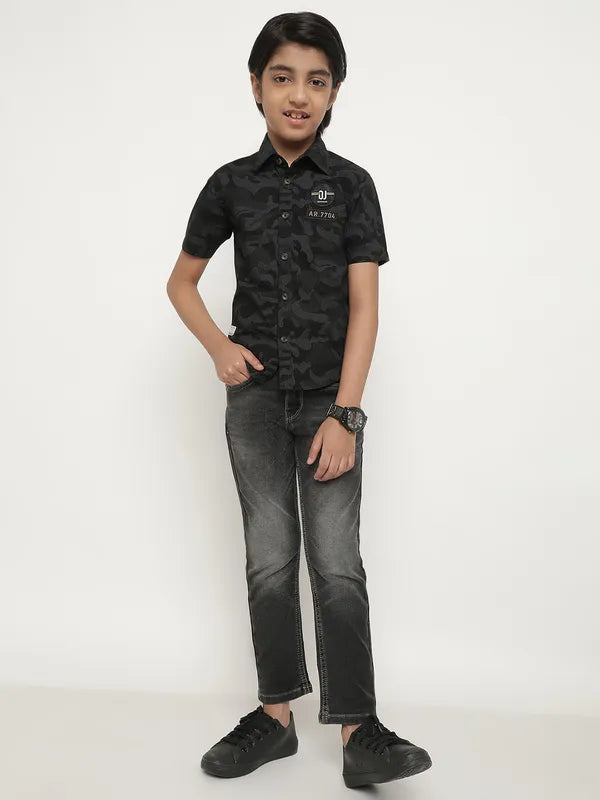 Octave Boys Camouflage Printed Cotton Casual Shirt
