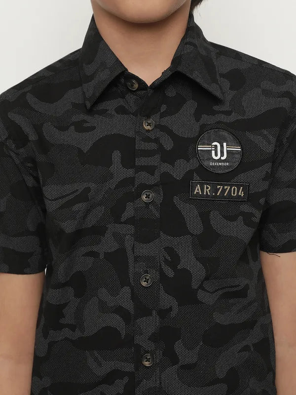 Octave Boys Camouflage Printed Cotton Casual Shirt
