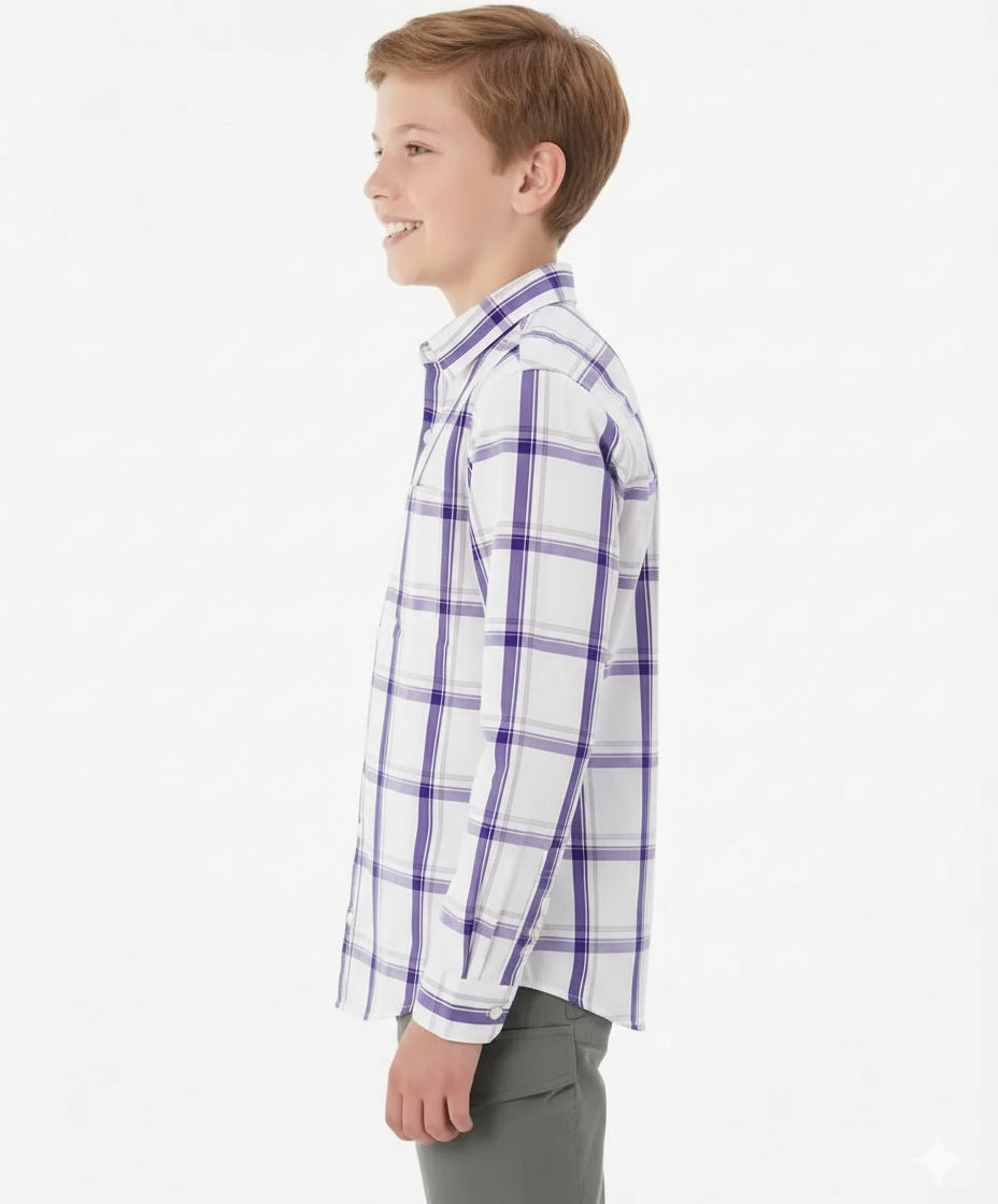 Boy Checked Polo Neck Shirt