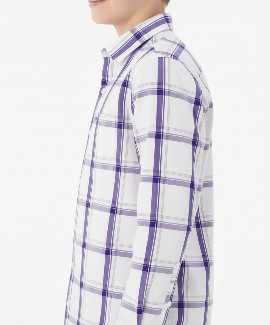 Boy Checked Polo Neck Shirt