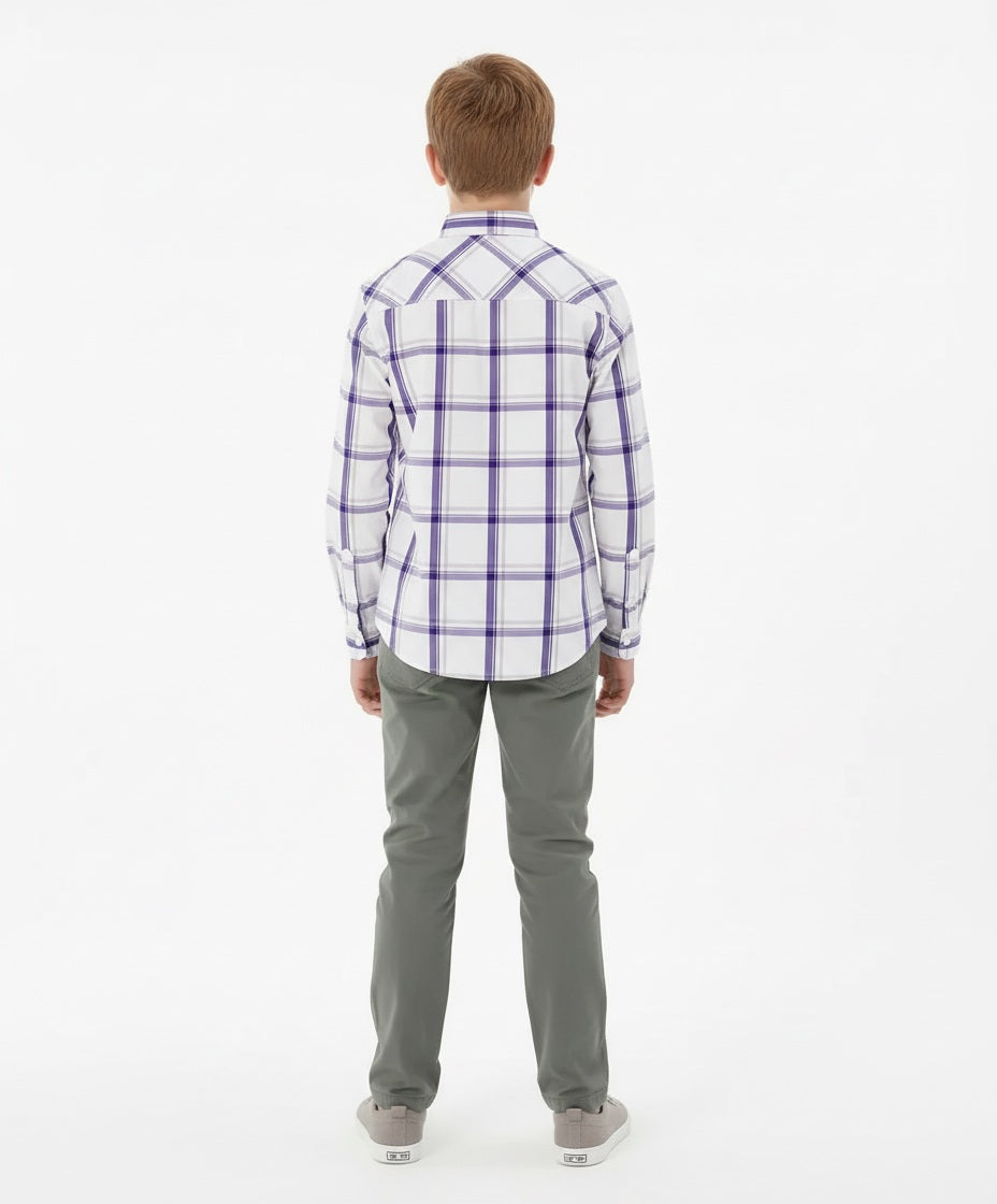 Boy Checked Polo Neck Shirt