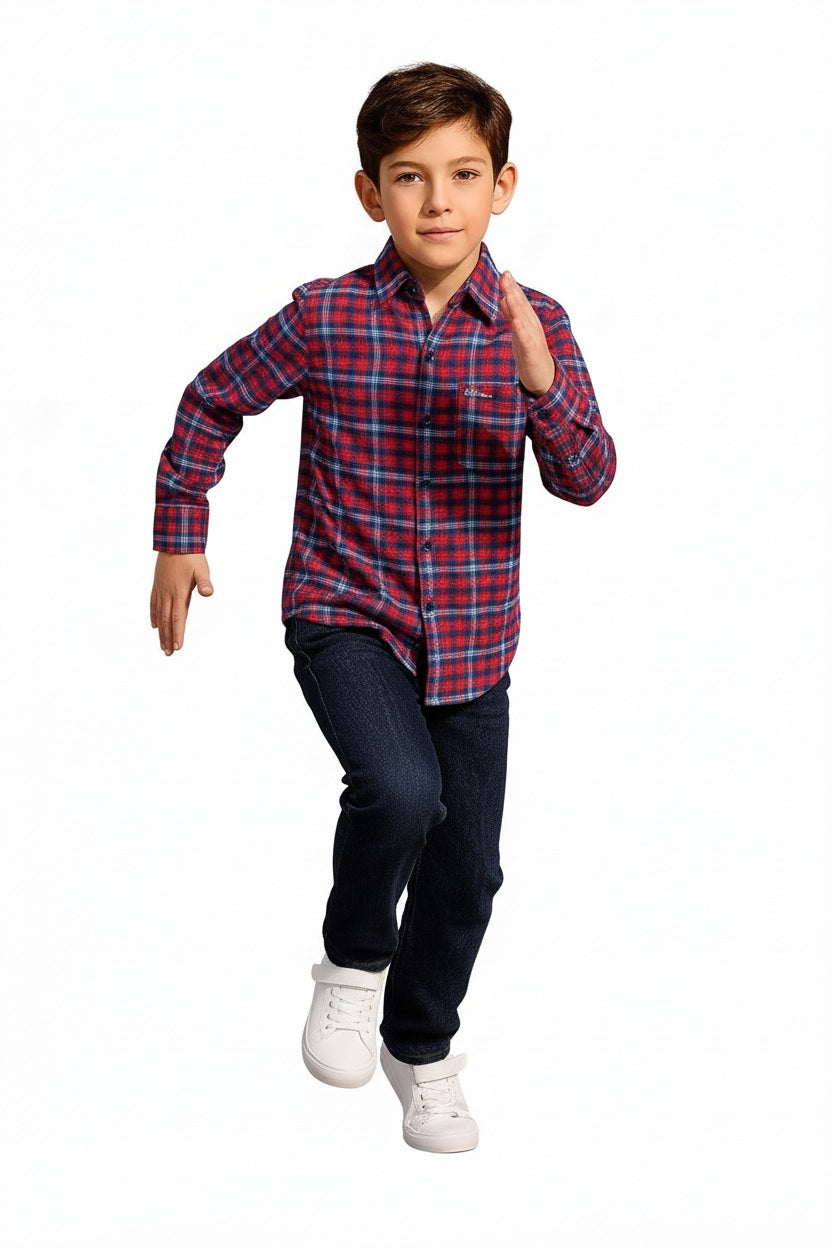 Boys Tartan Checks Checked Casual Shirt