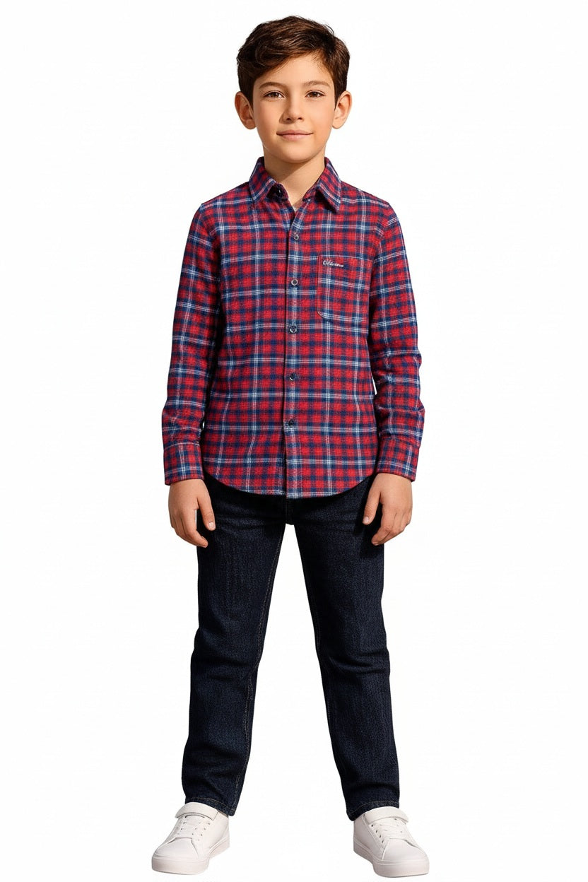 Boys Tartan Checks Checked Casual Shirt