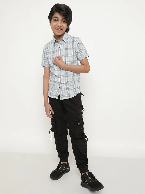 Octave Boys Tartan Checked Cotton Casual Shirt
